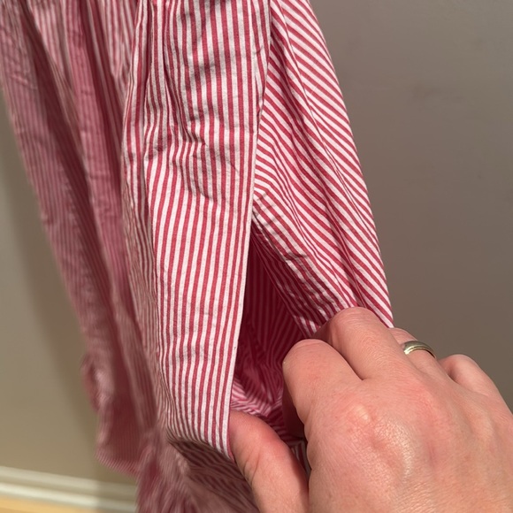 J. Crew Drapey Spaghetti strap red stripe Midi Dress 6 - Picture 7 of 7